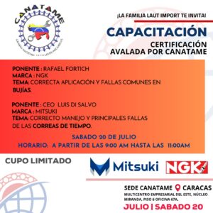 Lee más sobre el artículo CAPACITACIÓN NGK, MITSUKI, CANATAME