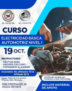 Lee más sobre el artículo CURSO ELECTRICIDAD BÁSICA AUTOMOTRIZ NIVEL I