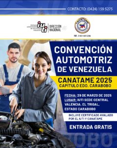 Lee más sobre el artículo CONVENCIÓN AUTOMOTRIZ DE VENEZUELA CANATAME 2025, CAPÍTULO ESTADO CARABOBO